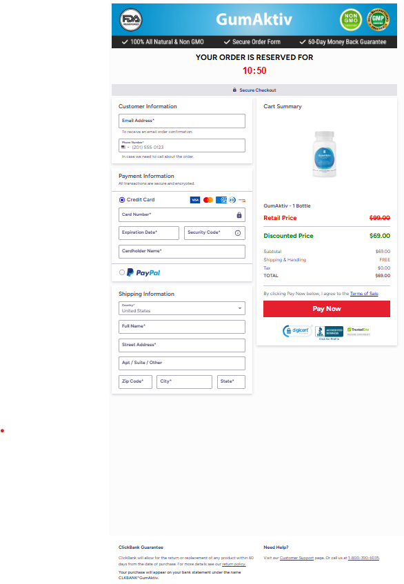GumAktiv Secured Checkout Form